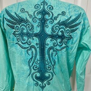 Victorious Los Angeles Turquoise Shirt with Embroidered Design
